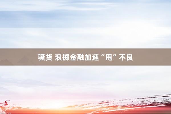 骚货 浪掷金融加速“甩”不良